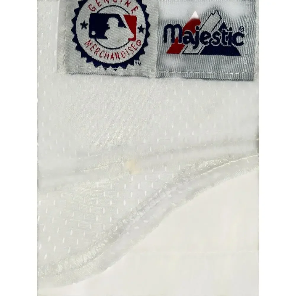 Vtg NY Yankees Majestic Jersey Men's 2X White Mesh MLB Baseball Made In USA Read